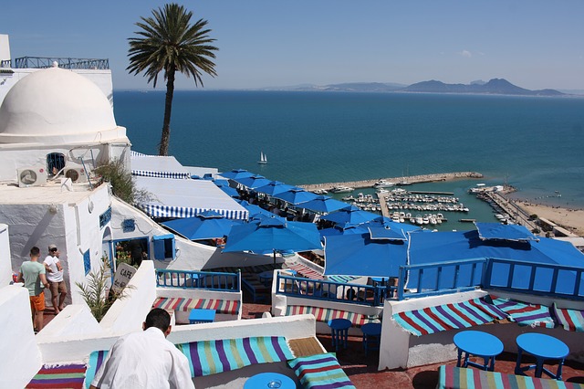Tunis Tunesië vakantie café zee haven