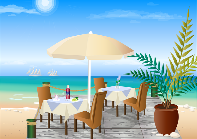 Restaurant strand zeezicht vakantie
